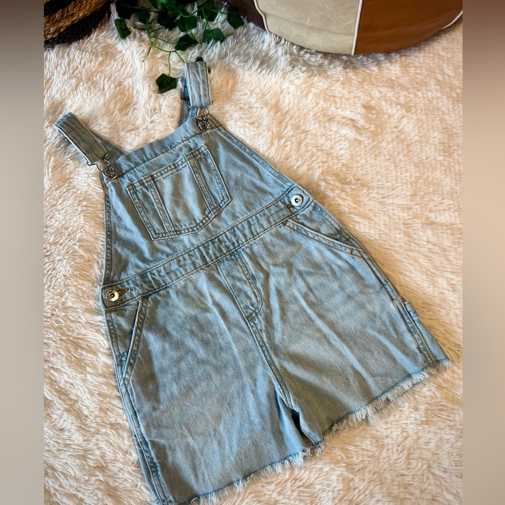 Trendy Cute Light Blue Denim Overalls With Pockets